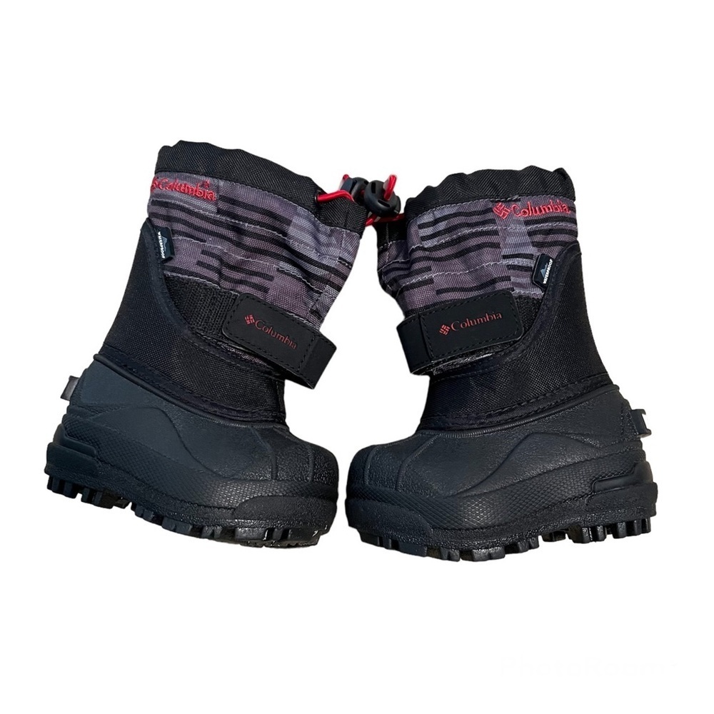 Columbia Powderbug Plus II boot toddler boy size 4 black/red/grey